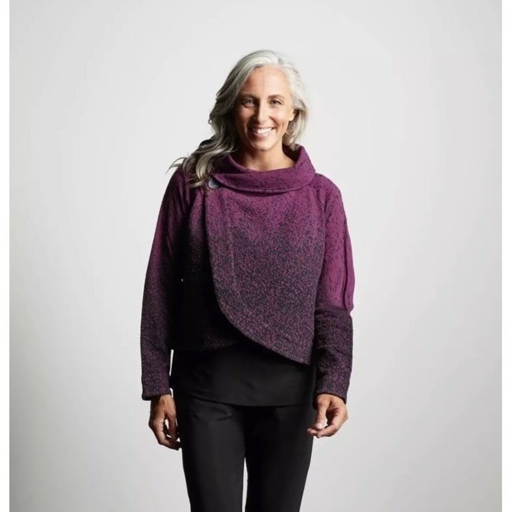 Liv by Habitat Clothes Sweater Xs Purple Black Mock Neck Sheppard Pebbled‎ NWT